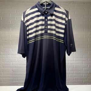 FootJoy FJ Golf Polo Shirt Mens XL Blue White Stripe Short‎ Sleeve Performance